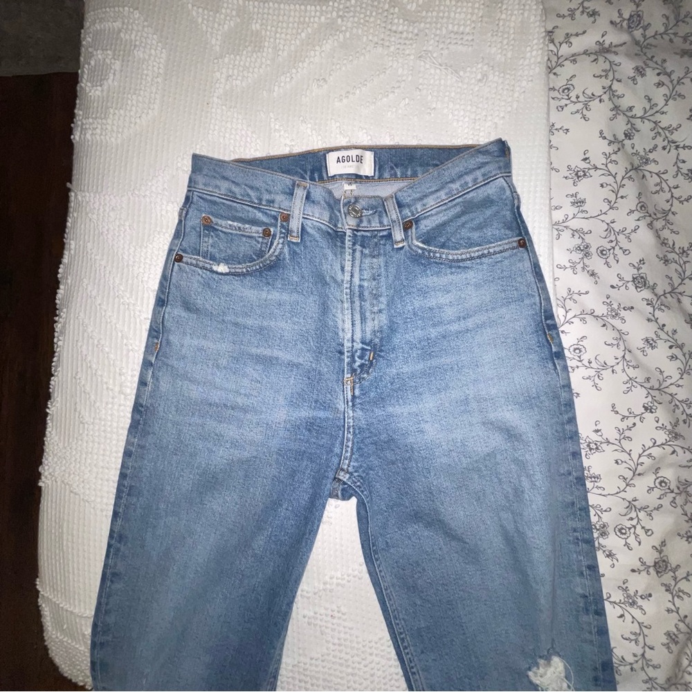 Agolde Wilder Jean Blue Distressed Ripped Women Jeans - Picture 7 of 12
